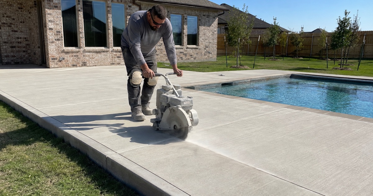 Concrete being placed from a buggy into a formed right of way sidewalk in Kyle, the forms and the drive approach running away behind it.